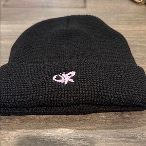 Olivia Rodrigo Black Beanie with Pink Logo